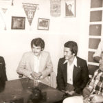 Imagen tomada en la sala de juntas del club deportivo Tudelano. De izquierda a derecha: Pérez, Chicho, Nato y Rosendo Hernández. Año 1973